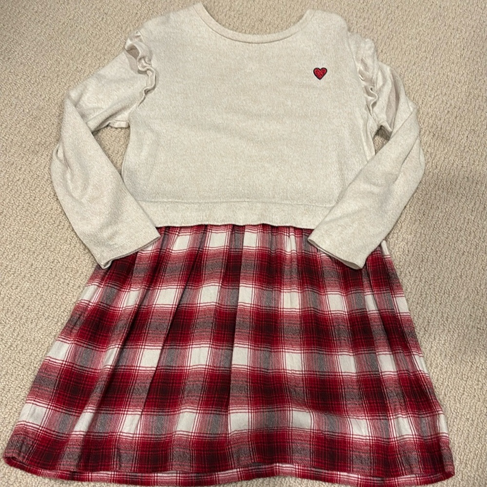 Gap girls red plaid knit dress
